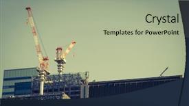  Presentation with gas process offshore construction platform - Theme consisting of business case property - crane and building construction site background and a  colored foreground