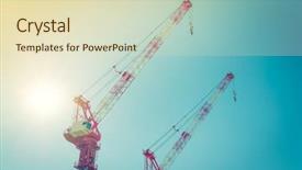  Presentation with property - PPT theme consisting of business case property - crane and building construction site background and a soft green colored foreground
