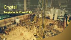  Presentation with abstract 3d construction - Slides with concrete mould - abstract blur crane and building background and a  colored foreground