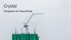  Presentation with concrete construction - Slide set enhanced with concrete mould - crane and building construction site background and a  colored foreground