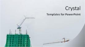  Presentation with building construction water supply - Beautiful slide set featuring concrete mould - crane and building construction site backdrop and a  colored foreground