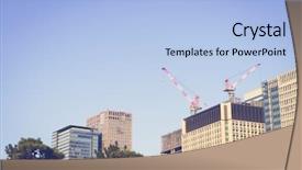  Presentation with building construction - Slides having concrete mould - crane and building construction site background and a  colored foreground