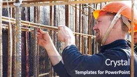  Presentation with reinforcement - Presentation theme enhanced with construction site for concrete background and a tawny brown colored foreground