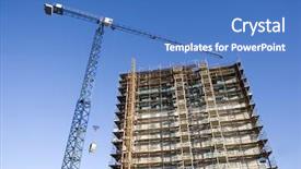  Presentation with low angle view of volleyball - PPT theme having construction site from low angle background and a teal colored foreground