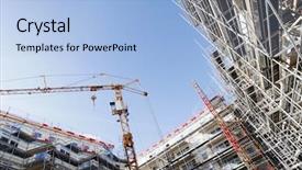  Presentation with construction cranes - Slide deck enhanced with construction site in extreme wide background and a light blue colored foreground