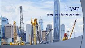  Presentation with simple japan hong kong - Cool new PPT theme with construction site in hong kong backdrop and a light blue colored foreground