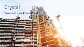  Presentation with dubai hata - Presentation theme enhanced with construction site in midtown of dubai under sunbeam background and a sky blue colored foreground