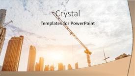  Presentation with dubai financial fintech - PPT layouts with construction site in midtown of dubai under sunbeam background and a white colored foreground