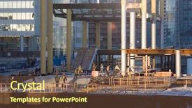  Presentation with construction site construction - Audience pleasing presentation design consisting of construction site in morning sunshine backdrop and a  colored foreground
