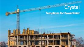  Presentation with civil engineering - Cool new PPT theme with construction site in the city backdrop and a teal colored foreground