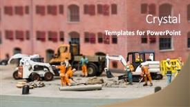  Presentation with scene - Audience pleasing presentation design consisting of construction-site-industrial-miniature-scene backdrop and a coral colored foreground