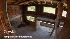  Presentation with construction red - Slide deck having construction-site-interior-of-new background and a tawny brown colored foreground