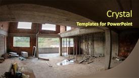  Presentation with construction red - Cool new slide deck with construction-site-interior-of-new backdrop and a wine colored foreground