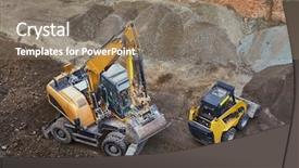  Presentation with construction work - Audience pleasing theme consisting of construction site machinery at work backdrop and a gray colored foreground