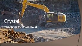  Presentation with machinery - Audience pleasing PPT layouts consisting of rock dumps - construction site machinery at work backdrop and a dark gray colored foreground