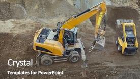  Presentation with construction work - Beautiful slides featuring construction site machinery at work backdrop and a tawny brown colored foreground