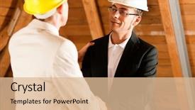  Surveyor-engineer PPT template - PPT theme featuring construction engineer or surveyor background and a coral colored foreground