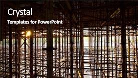  Presentation with building foundation - Slide deck with construction site of building bridge background and a  colored foreground