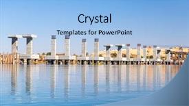  Presentation with nile egypt - Presentation design having construction site of the new bridge built on the nile egypt background and a light blue colored foreground