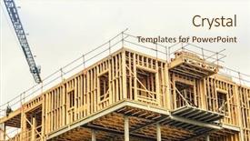  Presentation with building construction - PPT theme featuring construction site on new building background and a cream colored foreground