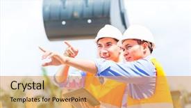  Presentation with construction company - Presentation theme with construction site or mining background and a yellow colored foreground