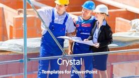  Presentation with scaffold - Slide deck consisting of helmets discuss on a scaffold background and a royal blue colored foreground