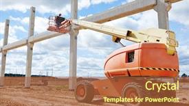 Presentation with joint - Beautiful PPT layouts featuring construction site using lifting boom backdrop and a red colored foreground