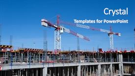  Presentation with crane - Slide deck with construction site with a crane and blue sky background and a teal colored foreground