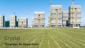  Presentation with crane - PPT theme consisting of construction-site-with-crane-shoot background and a yellow colored foreground