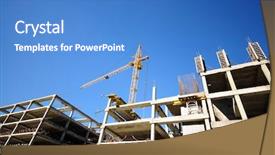  Presentation with building construction - Slides with construction site with crane background and a teal colored foreground