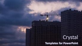  Presentation with construction cranes - Beautiful PPT layouts featuring construction-site-with-cranes-against backdrop and a wine colored foreground