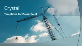  Presentation with construction cranes - Amazing slide deck having construction-site-with-cranes backdrop and a ocean colored foreground