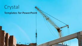  Presentation with construction cranes - Beautiful slides featuring construction-site-with-cranes backdrop and a cyan colored foreground