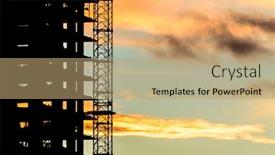  Presentation with construction cranes - Audience pleasing PPT theme consisting of construction site with cranes at sunset sunrise dawn time with the cranes as a silhouette vancouver canada backdrop and a coral colored foreground