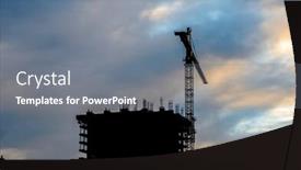  Presentation with construction cranes - Presentation featuring construction site with cranes at sunset sunrise dawn time with the cranes as a silhouette vancouver canada background and a gray colored foreground