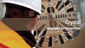  Presentation with construction digging - Amazing presentation design having construction site with hudge tunnel backdrop and a violet colored foreground