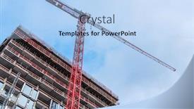  Presentation with tall building - Beautiful presentation design featuring construction-site-with-tall-tower backdrop and a light blue colored foreground