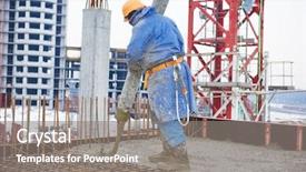  Presentation with concrete construction - PPT layouts consisting of construction site worker at concrete background and a gray colored foreground