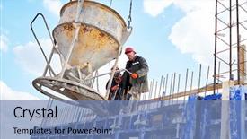  Presentation with construction work - Slide deck enhanced with construction site workers pouring concrete background and a teal colored foreground