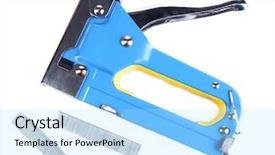  Presentation with construction - Amazing presentation theme having construction stapler and staples isolated backdrop and a light blue colored foreground