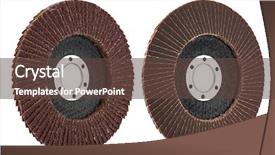  Presentation with scroll paper isolated on white - Cool new presentation with abrasivity - abrasive disk for grinder isolated backdrop and a tawny brown colored foreground