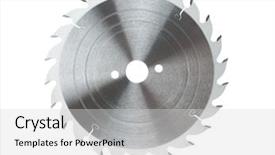  Presentation with blade - Slide deck having circular saw blade isolated background and a white colored foreground