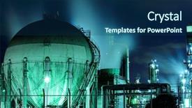  Presentation with tank - Presentation design featuring gas tank in industrial factory background and a ocean colored foreground