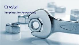  Presentation with nuts - Audience pleasing slide deck consisting of metal nuts and spanner blue toned backdrop and a sky blue colored foreground