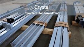  Presentation with steel plant - Presentation theme featuring construction steel - new welded metal beams background and a gray colored foreground