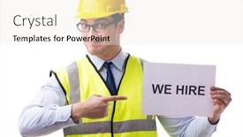  Presentation with construction - Audience pleasing slide set consisting of construction-supervisor-in-recrtuiment-concept backdrop and a white colored foreground