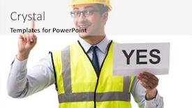  Presentation with yes - Slides enhanced with construction-supervisor-with-yes-asnwer background and a light gray colored foreground