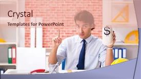  Presentation with construction - PPT layouts consisting of construction supervisor working on blueprints background and a  colored foreground