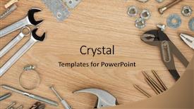  Presentation with nuts - Cool new presentation design with construction supplies - nuts screws and bolts closeup backdrop and a coral colored foreground