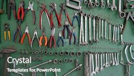  Presentation with tools - Presentation theme having construction supplies - tools background and a ocean colored foreground